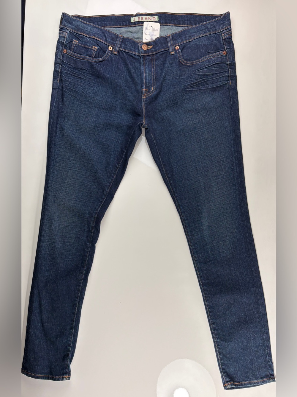 J Brand Dark Blue Stretch Cotton 5-Pocket Slub Denim Skinny Jeans, Sz 32/12